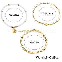 3-teiliges Set aus stapelbaren Armbändern mit Glasperlen und Messinganhängern&nbsp;NI4761
