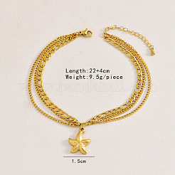 Fußkettchen mit 3-lagigem Charm aus 304 Edelstahl für Damen&nbsp;FS-WG18883-01