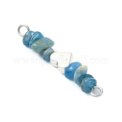 16 Stück 16 Stile gemischte Edelstein-Chip-Perlen mit Messing-Herz-Anschluss-Charms&nbsp;PALLOY-JF03059-02