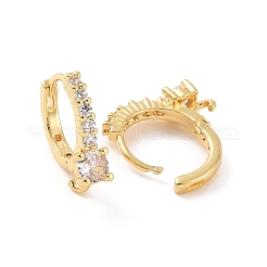 Boucles d'oreilles créoles en laiton avec pavé de zircon cubique transparent&nbsp;ZIRC-F133-11G