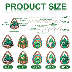 St. Patrick's Day DIY-Set zur Herstellung von tropfenförmigen Ohrringen aus Holz&nbsp;DIY-TA0009-12