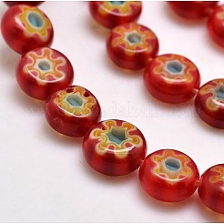 Handmade Millefiori Glasperle flach rund Stränge&nbsp;LK-P011-02