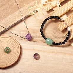 9 Stück 9 Stil natürliche grüne Aventurin & Rosenquarz & Amethyst europäischen Perlen&nbsp;G-FW0001-21