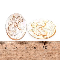 Cabochons sculptés en coquille jaune naturelle&nbsp;SHEL-G024-02B