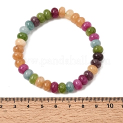 Braccialetti elasticizzati da donna con perline rondelle arcobaleno in giada bianca naturale tinta&nbsp;GG-CBA3F02-04