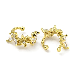 Boucles d'oreilles manchette en laiton zircon cubique transparent&nbsp;EJEW-C104-001G