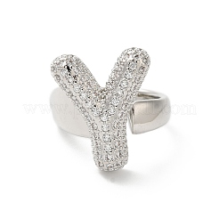 Bague en laiton avec lettres micro pavées&nbsp;RJEW-N046-03Y-P