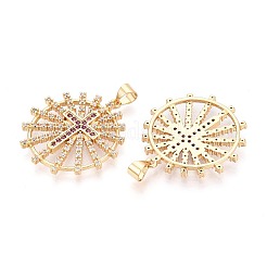 Pendentifs avec zircon cubiques à micro-pavés en laiton&nbsp;KK-T080-37G