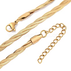 Collares de cadena de serpiente trenzada de acero inoxidable 304&nbsp;X-NJEW-Q013-08G