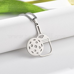 Colliers à chaîne avec pendentif en forme de raquette de pickleball en acier inoxydable 201 pour femmes et hommes&nbsp;NJEW-H050-01B-P