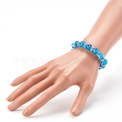 Bracelets extensibles en perles rondes au chalumeau mauvais œil&nbsp;BJEW-JB06211