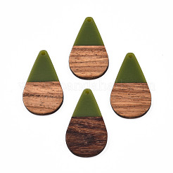 Pendentifs en résine opaque et bois de noyer&nbsp;RESI-N025-030-B02