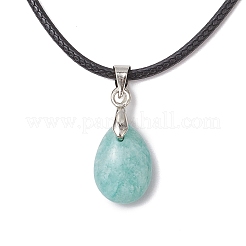 4 stücke 4 arten natürliche labradorit & amazonit & rose quarz & amethyst tropfen anhänger halsketten&nbsp;NJEW-JN05229