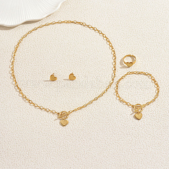 Edelstahl-Herzarmbänder & Ohrringe & Halsketten & Ringe-Sets für Frauen&nbsp;WD1848