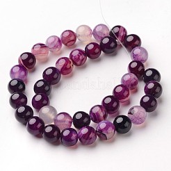 Chapelets de perles en agate à rayures naturelles/agates à bandes&nbsp;X-G-D845-01A-8mm