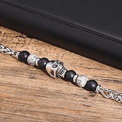 Braccialetti in corniola naturale e pietra mappa in stile hip-hop&nbsp;PW-WG593F0-01