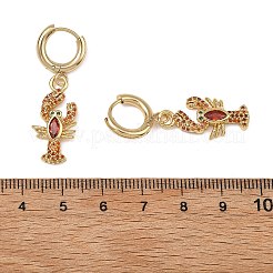 Boucles d'oreilles créoles pendantes en laiton serties de micro-pavés de zirconiums cubiques&nbsp;EJEW-JE07171