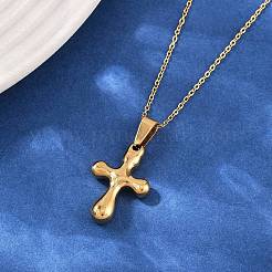 Collane con ciondolo a croce religiosa in acciaio inossidabile 304 per donna&nbsp;NJEW-G176-02G
