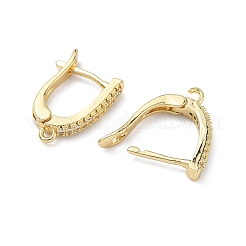 Micropave de latón claro fornituras de aretes de aro de circonio cúbico&nbsp;KK-Z143-06G