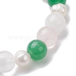 Braccialetti elastici con perline rotonde in quarzo rosa naturale&nbsp;BJEW-JB11041-04