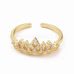 Bague de manchette ouverte avec couronne en zircone cubique transparente&nbsp;RJEW-B028-22G