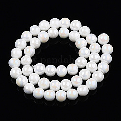 Chapelets de perles en verre opaque électrolytique&nbsp;GLAA-T032-P10mm-AB02