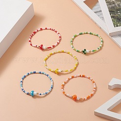 Bracelets extensibles en perles de verre et perles de verre et perles de laiton pour femmes&nbsp;BJEW-JB09272