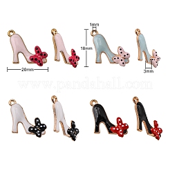 40 stücke 4 farben legierung emaille stilettos anhänger&nbsp;ENAM-CJ0002-47