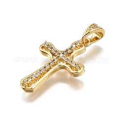 Pendentifs avec zircon cubiques à micro-pavés en laiton&nbsp;KK-Z100-37G-01