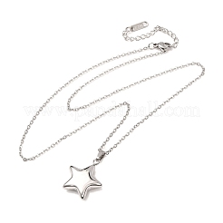 Collares con colgante de estrella de acero inoxidable 304 y cadena de cable para hombres y mujeres&nbsp;NJEW-K308-02A-P