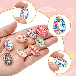 60 Stück 12 Stile bedruckte natürliche Muschelperlen&nbsp;BSHE-FS0001-08