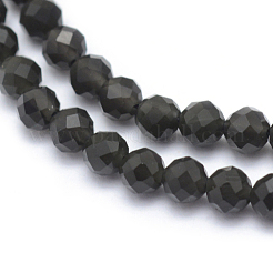 Hebra de cuentas de obsidiana natural&nbsp;X-G-E411-33-3mm