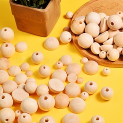 400pcs 8 cabochons et perles en bois naturel non fini de style&nbsp;WOOD-SZ0001-02
