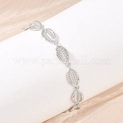Bracciali a catena in ottone a forma di conchiglia di ciprea per donna&nbsp;BJEW-K248-07B-P