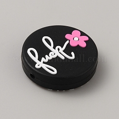Piatto rotondo con perline focali in silicone a cuore&nbsp;SIL-WH0021-06B