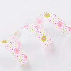 Motif de fleur polyester imprimé ruban gros-grain&nbsp;SRIB-K007-16mm-029