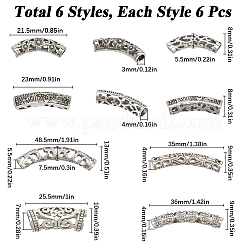 36 Stück 6 Stile tibetischen Stil Legierung Hohlrohr Perlen&nbsp;FIND-SC0009-66