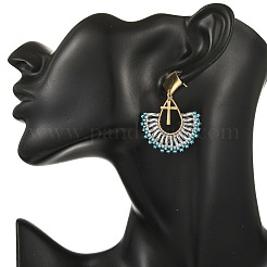 Boucles d'oreilles créoles pendantes en acier inoxydable 304 et perles de verre&nbsp;EJEW-MZ00824-02