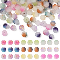 270 Stück 9 Farben mattierte Backfarbe Crackle-Glasperlen mit Glitzerpulver&nbsp;DGLA-YW0001-34