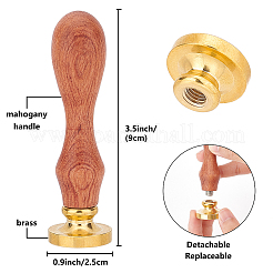 Timbri in ottone con sigillo in ceralacca e manico in legno&nbsp;AJEW-WH0412-0222