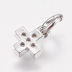 Breloques minuscules croix en laiton micro pavé zircone cubique&nbsp;ZIRC-E147-61P
