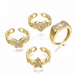 Anneaux de manchette en laiton micro pave zircone cubique&nbsp;RJEW-N035-002-NF
