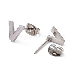 Pendientes de botón con alfabeto griego de acero inoxidable 304 resistentes al deslustre&nbsp;STAS-D007-07P-04