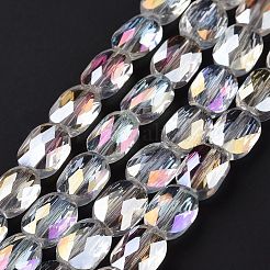 Fili di perle di vetro trasparente galvanizzato sfaccettato&nbsp;GLAA-G092-B04