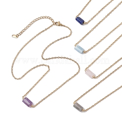 Natürliche Amethyst/Rosenquarz/Tigerauge/Amazonit/Sodalith facettierte Säulenanhänger Halsketten&nbsp;NJEW-JN05133-02