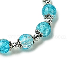 Braccialetti elastici con perline di vetro craquelé rotonde&nbsp;BJEW-JB11456-06