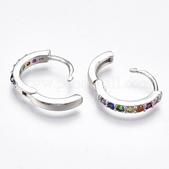 Messing Micro Pave Zirkonia Huggie Creolen&nbsp;EJEW-S201-40P
