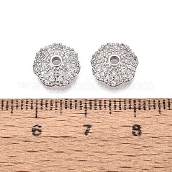 Capuchons de perles en zircone cubique transparent micro pave en laiton&nbsp;KK-Q071-17P-02