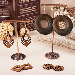 DIY-Set für hohle Geometrie-Ohrhänger aus Walnussholz&nbsp;DIY-TA0009-18