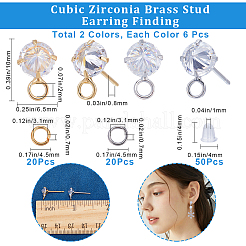 12 Stück 2-farbige Messing Pavé klar Zirkonia Kegel Ohrstecker BeZubehör&nbsp;DIY-CN0002-78